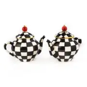 MacKENZIE CHILDS BLACK AND WHITE SALT AND PEPPER SHAKERS BNIB