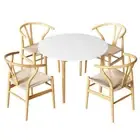 1 Artiss Dining Table and 4 Chairs Set Wishbone Wood