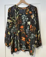 Chicos Touch of Cool Trails Front Seam Top Knit Primordial Forest New NWT
