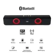 MiLife Portable Bluetooth Sound Bar Speaker w/Multicolor LED Lights & FM Radio