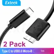 2x 1m USB 3.1 Type C USB-C to Micro B Male Converter Hard Disk Drives Cable Cord