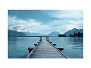 Blue Jetty and Lake Canvas Print