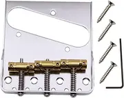 TUOREN Vintage Telecaster Bridge with Brass Compensated 3-Saddles Assembly Fit Fender Telecaster Tele Electric Guitar