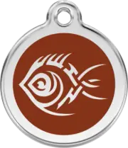 Red Dingo Tribal Fish Brown Tag - Lifetime Guarantee - Cat, Dog, Pet ID Tag Engr