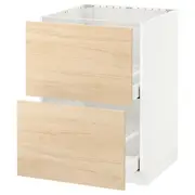 METOD / MAXIMERA base cab f sink+2 fronts/2 drawers, white/Askersund light ash effect, 60x60x80 cm