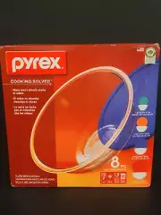 Round Food Storage Container Mixing Bowl Pyrex Glass Multicolor Lid 8-Piece Set