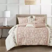 7PCS Luxury Bed Sheet Cover Pink Floral Patchwork Quilt Set Bedspread Set