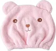 Cartoon-Shaped Hygroscopic and Turban Quick-Drying Hair Cap Wrapped Towel Cap Towel Hair Cap(Pink)