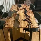 Handmade Custom Made Black Epoxy Resin Wood Dinning Table Decorative Furniture