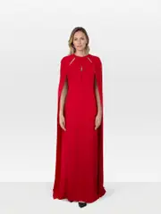 Red Cape Detail Gown