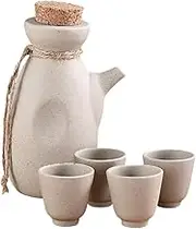 KICHOUSE 1 Set Japanese Style Sake Pot with Wine Kettle Ceramic Cups Elegant Liquor Holder for Home Decor Entertaining for Wine Lovers
