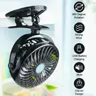 ABS Clip On Fan White USB Rechargeable Fan 3 Speeds Desk Fan for Outdoor