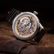 Skeleton watch Swiss 2020s Engraved ETA 6498 44mm Water Resistant Custom Dial