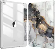 MCC iPad 9.7" 2017 5th Gen Case Cover Clear Back Pen Holder Apple Marble [Grey]