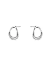 Georg Jensen Sterling Silver Offspring Pave Diamond Stud Earrings
