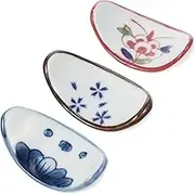 SECFOU 3pcs Japanese Style Ceramic Chopstick Rest Elegant Kitchen Accessory Practical Holder for Dining Table Decoration Spoon Storage Stand Craftsmanship