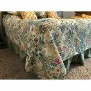 NEW! ~ COZY CHIC COTTAGE TROPICAL BLUE PINK BROWN YELLOW GREEN LEAF QUILT SET