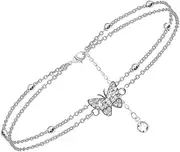 BESTYASH Jewelry for Women Stylish Female Anklet Double-layer Rhinestone Anklet Present for Girlfriend Wife Friends