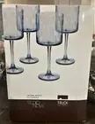 STUDIO NOVA Crystal FOLEY SQUARE BLUE Frosted - Set of 4 WINE WATER GOBLETS