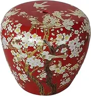 Ceramic Drum Table Decorative Garden stools, Decorative Ceramic Garden Stool, Glazed Hand-Painted Flower and Bird Shoe Changing Stool Drum Stool, Suitable for Outdoor Garden, Living Room, Terrace(Dee