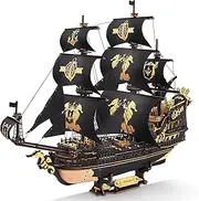 ROKR Seahorse Barque 3D Wooden Puzzle for Adult - Sailboat Model Kit, 603-Piece DIY Assembly, 1:100 Scale Sailboat MCB02