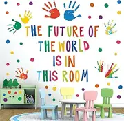 DECOWALL DS-8050 Handprint Quotes Wall Stickers Decals Baby kit Art Newborn Hand Ink Inspirational Nursery Paint Classroom Gifts pad DIY Motivational Kids décor White Girls Photo playroom Room