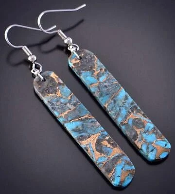 Kingman Turquoise Free Form Santo Domingo Earrings by Randy Garcia 2B07P