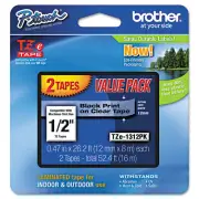 Brother P-Touch TZe Standard Adhesive Laminated Labeling Tapes, 1/2"w, Black on