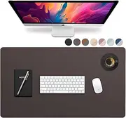 Vine Creations Leather Desk Pad 36" x 20", Office Desk Mat Waterproof Dark Brown, Mouse Pad and Writing Surface, Top of Desks Protector, Large Dual-Sided PU Leather Blotter Accessories Office Decor