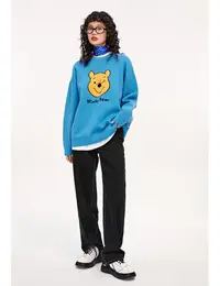 在飛比找新光三越 skm online優惠-Winnie the Pooh小熊維尼大頭針織毛衣(藍)-M