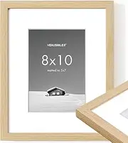 8x10 inch Picture Frame, 8x10 Photo Frames with 5x7 Removable Mat - High Definition Plexiglass - Vertical and Horizontal Display - Wall Hanging Frame - Oak Color, 1 Pack
