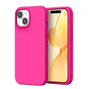 ZUSLAB for Apple iPhone 15 Plus Case Liquid Silicone Anti-Scratch Gel Rubber Shockproof Protective Cover with Soft Microfiber Lining (2023) - Hot Pink