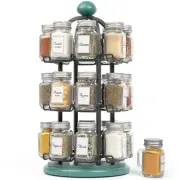 Adrinova 24 Jar Revolving Spice Rack with Spices Included, Spice Organizer fo...