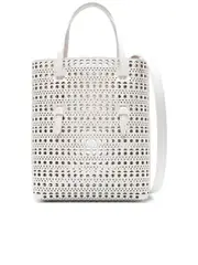 Alaïa Elegant Smooth Grain Leather Handbag with Signature Vienne Laser-Cut Motif