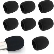 FUNNTY Foam Mic Cover, 8 Pack Handheld Microphone Windscreens Mic Windscreen Microphone Cover, Black Microphone Cover Mic Cover for Karaoke Stage Performance Recording Studio