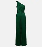 [Max Mara] Max Mara Gioire belted one-shoulder satin jumpsuit UK 12 green
