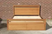 Coastal King Bed Frame - Tasmanian Oak - Featuring Bed End Drawers - 1 Left