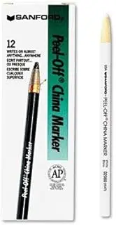 Sharpie Peel-Off China Markers, White, Dozen