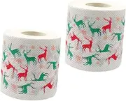 Minkissy 2sets Unique Christmas Themed Toilet Paper Rolls Festive Dinner Napkins for Enhanced Decor 2rolls*2