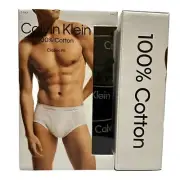 3 Pack Calvin Klein Men's 100% Cotton Briefs Classic Fit Underwear Sz S Black