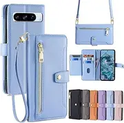 [Yienning] Crossbody Wallet Case for Google Pixel 7 Pro, Soft PU Leather Phone Case with Card Holder, Snap Shoulder Strap Zipper Pocket Purse Bag Phone Case Fit for Google Pixel 7 Pro Black