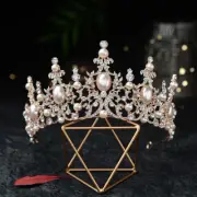 Rhinestone & Pearl Wedding Tiara Baroque Luxury Shiny Crystal Queen Bridal Crown