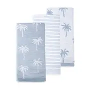 3 Pack Blue Palm Tea Towels