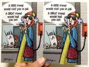 2 Cards Shoebox Encouragement MAXINE J Wagner Good Friend Would Visit U in Jail