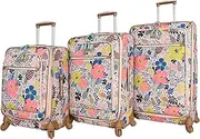 [Lily Bloom] Luggage Sets 3 Piece with Spinner Wheels, Expandable Suitcase for Women, Trop Pineapple, 3-Piece Set (20/24/28), M5246-61-3p