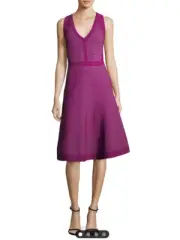 $1695 Narciso Rodriguez Women's Purple Block Grid Flared Dress, size 40