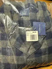 Croft & Barrow Men's Flannel Pajamas Set Blue Gray Checker - Size L