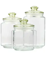 10 Strawberry Street Set of 3 Alcott Canisters Jade Lid
