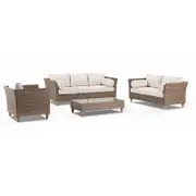Carolina 3+2+1 Outdoor Wicker Lounge Setting with coffee table Brushed Wheat - Cream