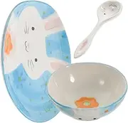 BEBEMOKO Rabbit Pattern Ceramic Dishware Set Boys and Girls Plates Bowls Toddler Dishware Set Wedding Banquet Serving Plates